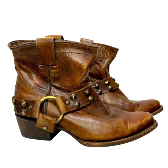 Vintage Brown Leather Ankle Booties - Picture 1 of 10